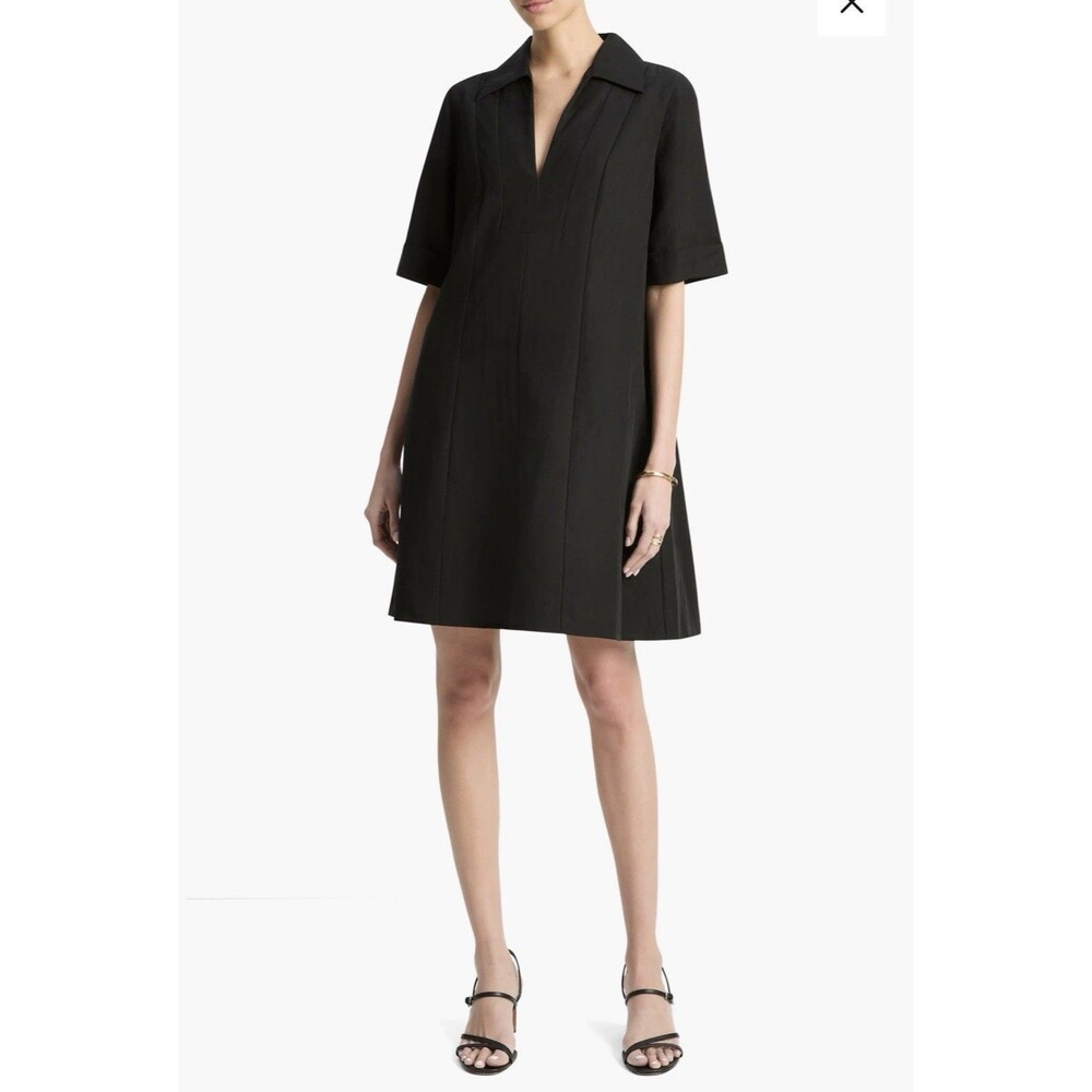 Vince Collar A Line Pocket Black Short Sleeve Mini Dress Women’s XS NWT $448